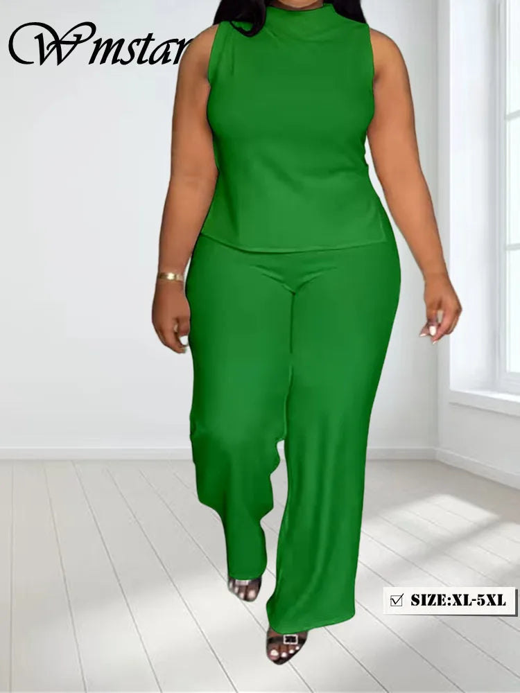 Plus Size Sleeveless Shirt Set
