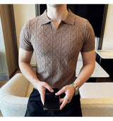 Men Polo Collar Slim Fit Knit Sweater