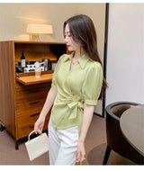 Chiffon V-Neck Short Sleeve Women's Jacket