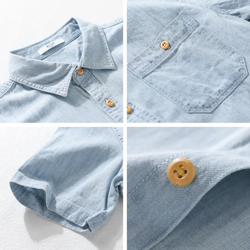 Men Denim Short Sleeve Shirt