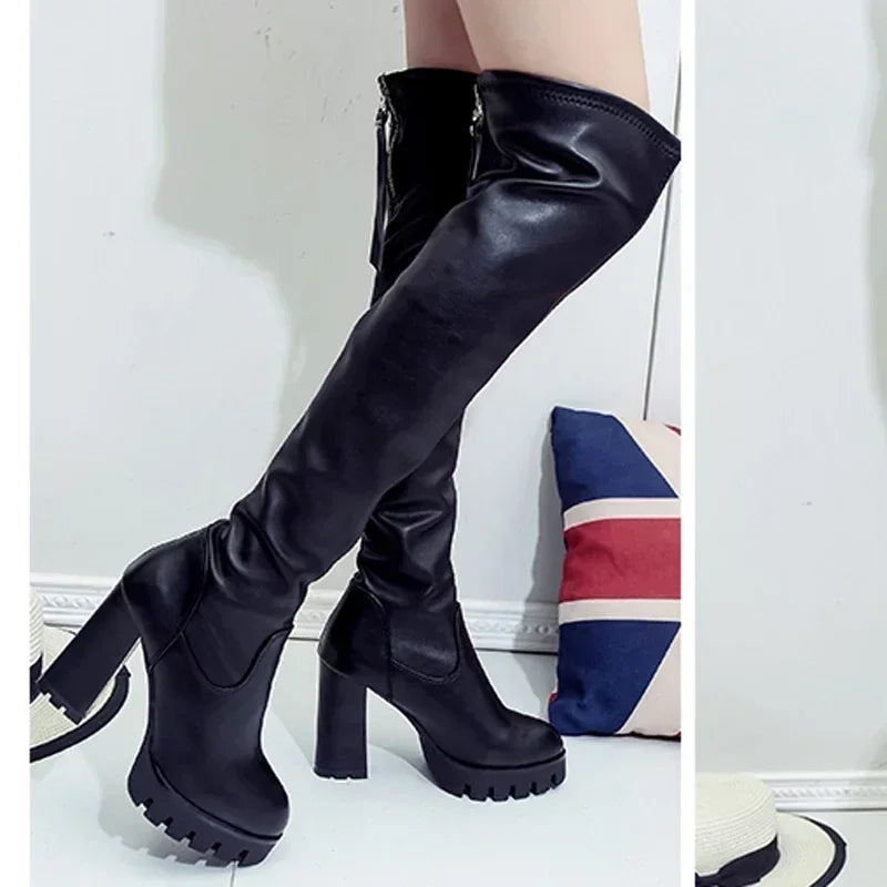 Women Over Knee Boots – 2025 Platform Block Heels