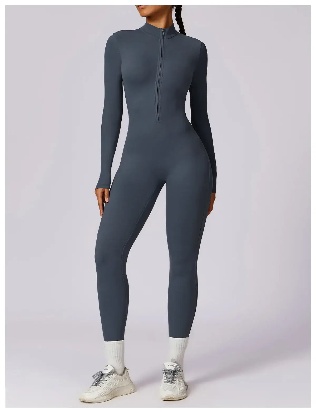 Women Fitness Zipper Long Sleeve Jumpsuit