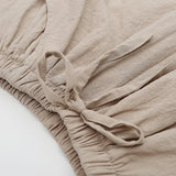 Women Cotton Linen High Waist Shorts