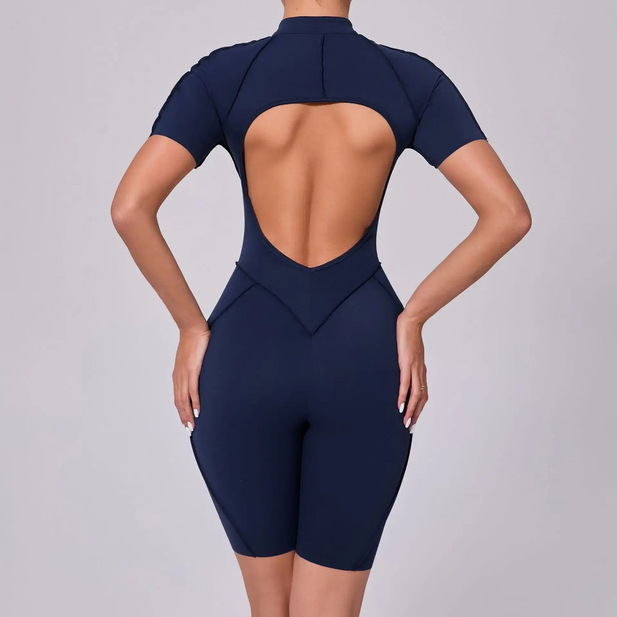 Women Sports Zipper Short Jumpsuit