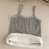 VelviFit™ Casual Velvet Crop Tank in gray with an elastic, sleek, sleeveless design, perfect for comfort.