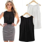 Women Chiffon Sleeveless Round Neck Blouse