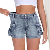 Women's Tight Cargo Denim Shorts