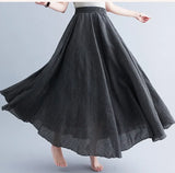 Women Cotton Linen Maxi Skirt