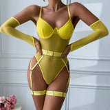 Women Mesh Splicing Suspender Jumpsuit
