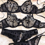 Women Mesh Heart Lingerie Set