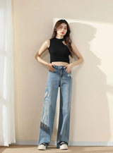 FlexCharm™ – Embroidered Loose Fit Jeans (Light Blue, S-XXXL Sizing)