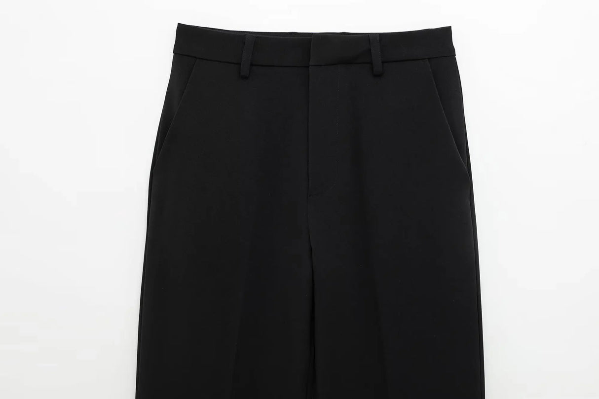 Lapel Zip Wide Leg Pant Set