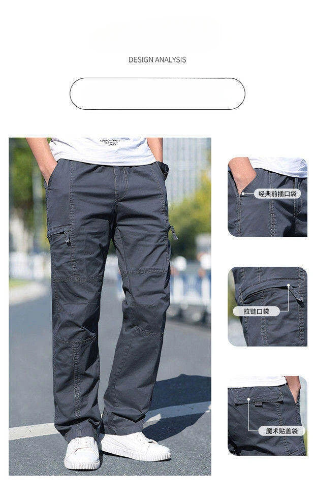 Men's Plus Size Cargo Pants – Black Cotton Joggers