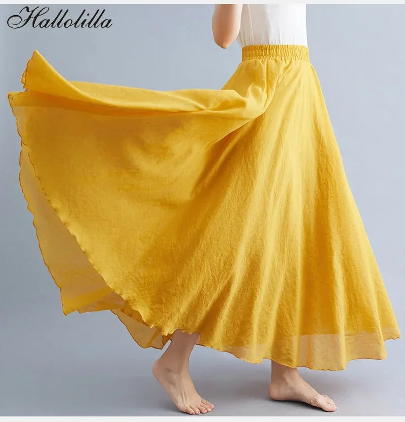 Women Linen Maxi Skirt