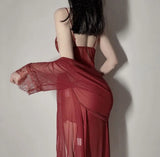 Women Mesh Lace Sleep Robe