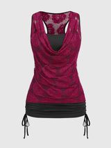 Plus Size Lace Ruched Pant Set