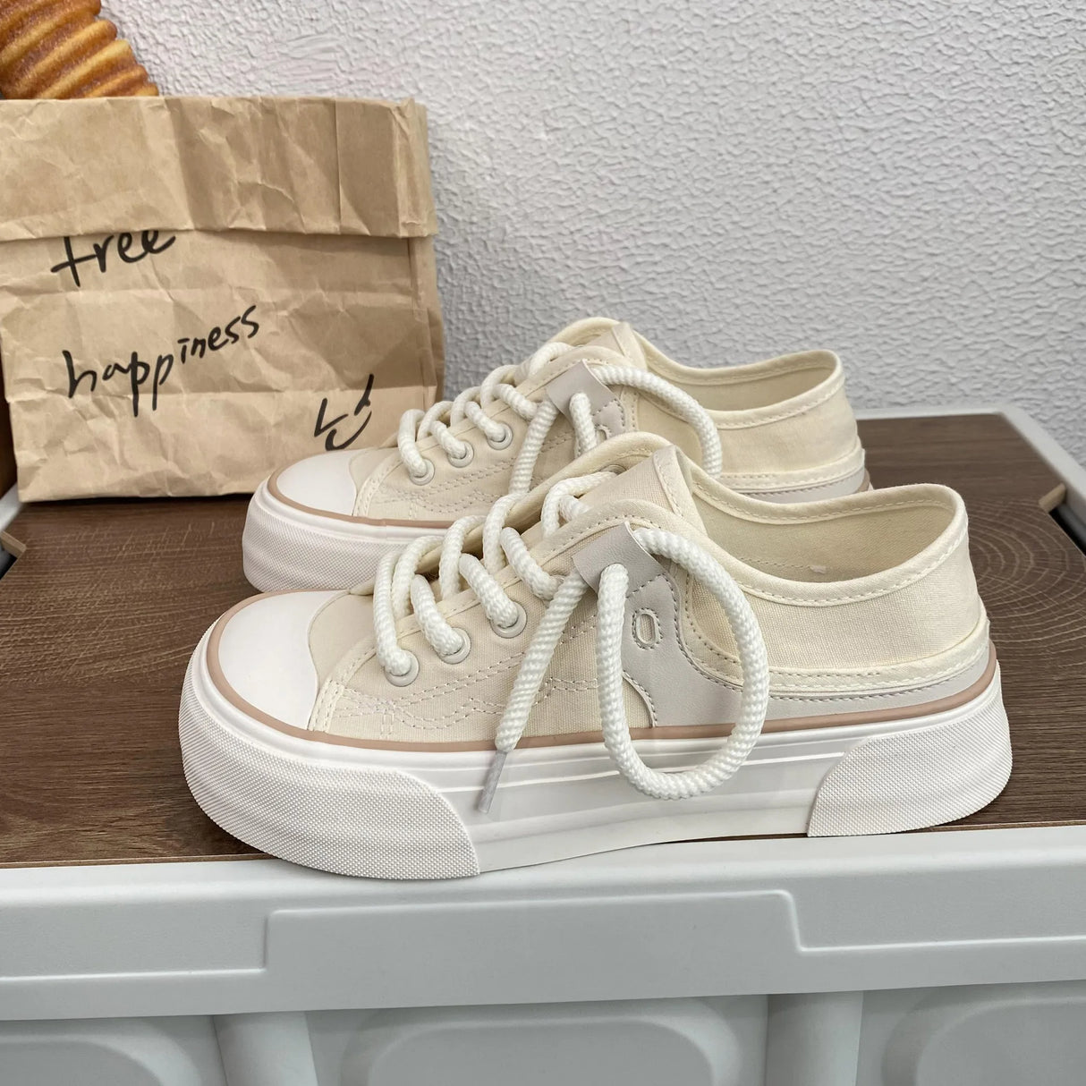 Women Canvas Sneakers Non Slip Lace Up Flats