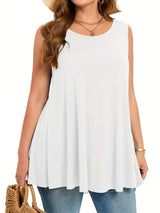 Women's Plus Size Summer Tank Top – White