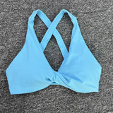 Women Twist Front Cross Back Sports Bra