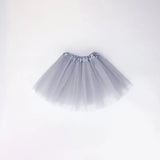 Light gray tulle skirt for girls, perfect for dresses and playful outfits, featuring an elastic waist for comfort.