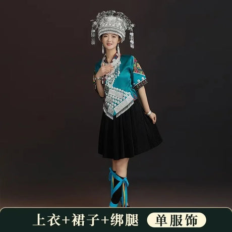 Miao Embroidery Suit women's festival costume showcasing traditional design with vibrant colors and intricate detailing.