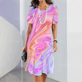 Striped Printed Elegant Casual Short Sleeve Dresses