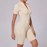 Women Sports Zipper Short Jumpsuit