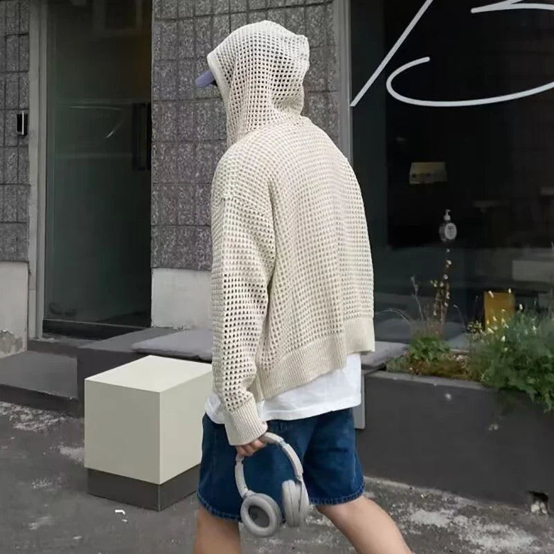 Men Lightweight Hooded Knit Sweater