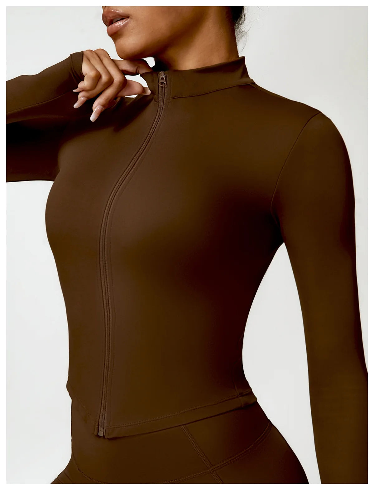 Women's Zip Long Sleeve Yoga Jacket – Gym Push-Up Sportswear Top