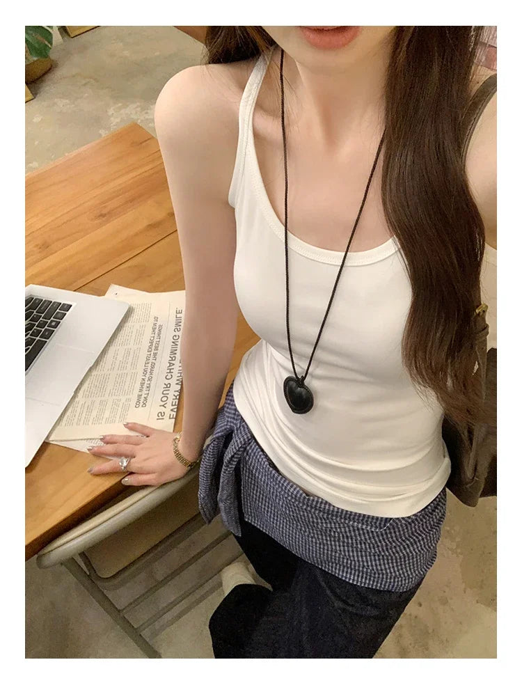 Basic Ribbed O-Neck Camisole Tank Top