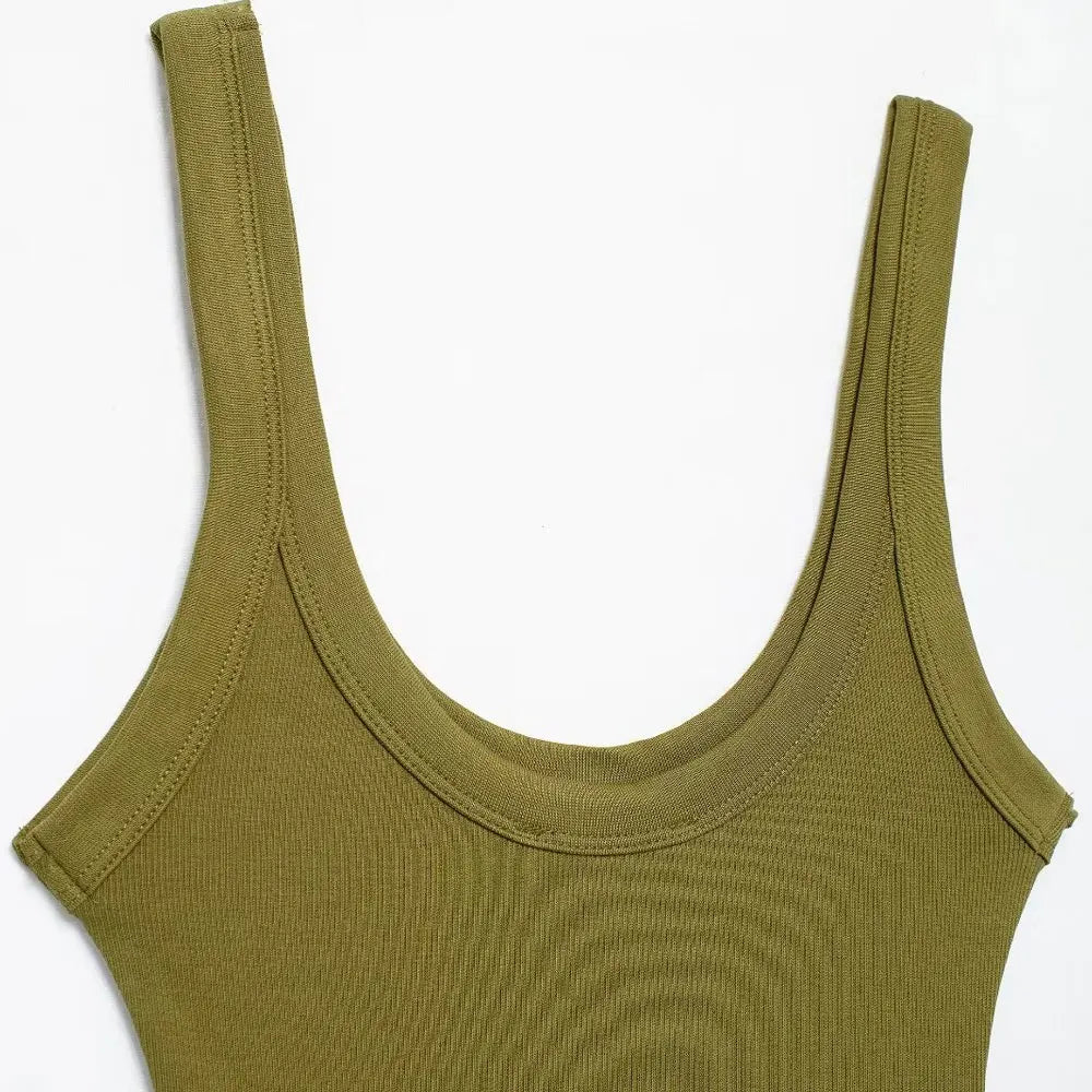 Women Ribbed Snap Button Bodysuit
