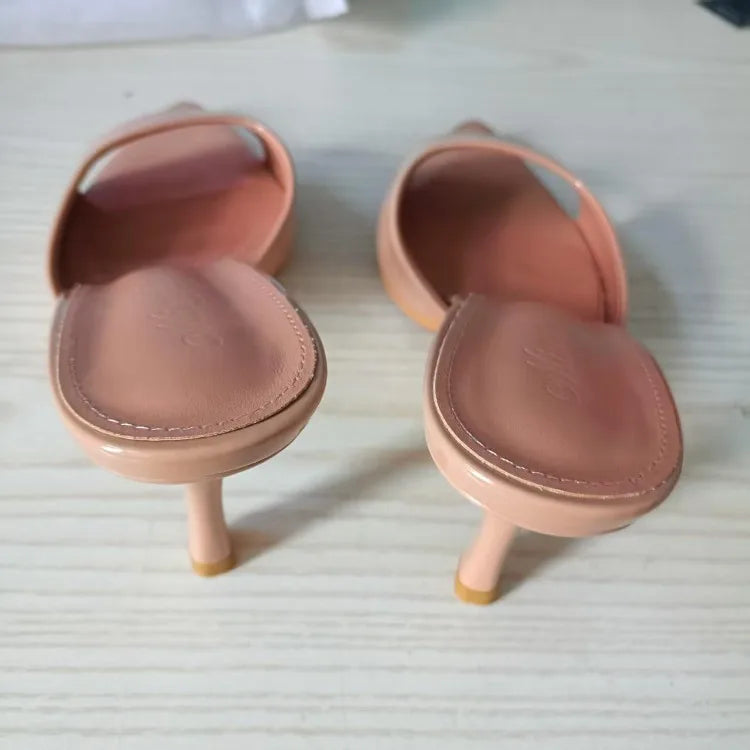 Slim Heel Pointed Toe Patent Slippers – 2025