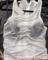 White Knitted Sleeveless Vest Top