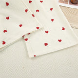 Women Cotton Pajama Set with Hearts