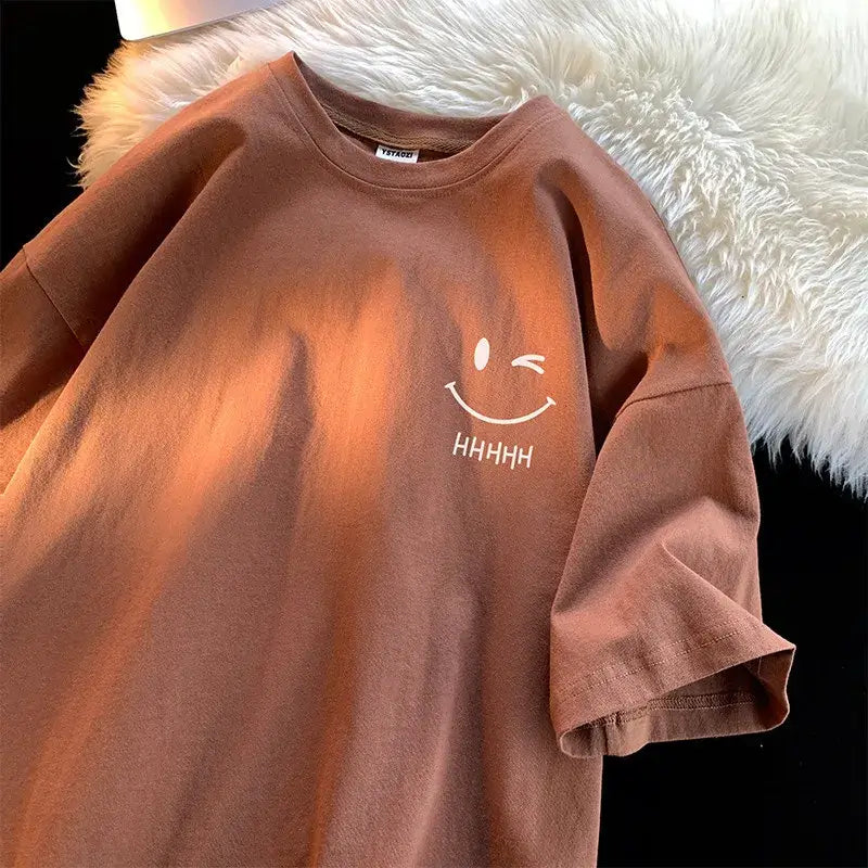 Women Smiley Face Oversized T-Shirt Casual Loose Top