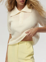 Women's Polo Collar Hollow Knit Sweater