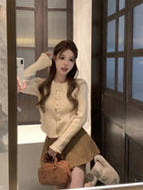 Women Cropped Floral Knit Cardigan