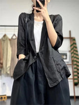 Oversized Loose Pleated Women's Blazer Coat