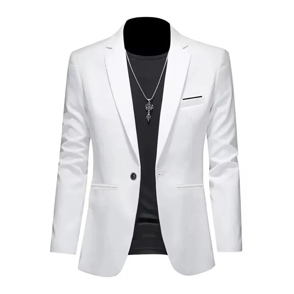 Men Slim Fit Single Button Blazer