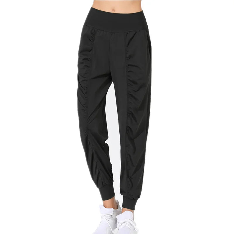 Hearuisavy Loose Quick-Dry Yoga Pants – Pleated Jogging Capris with Pockets