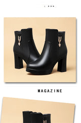 Women Warm Wool High Heel Ankle Boots – Winter Fashion