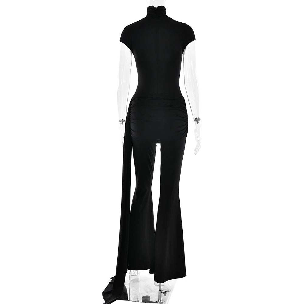 AzureMuse™ – Blue Turtleneck Party Jumpsuit (Classy, Cozy & Sleek)