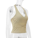 Korean Fashion Backless Halter Crop Tank