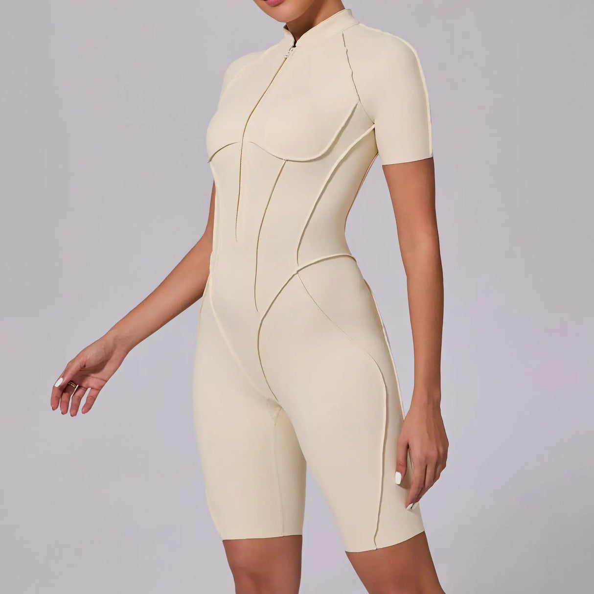 Women Sports Zipper Short Jumpsuit