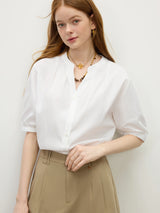 Women Pleated Office Relaxed Fit Blouse