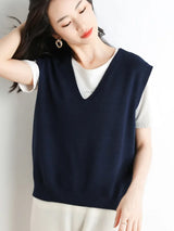 Women Loose V-Neck Knit Vest