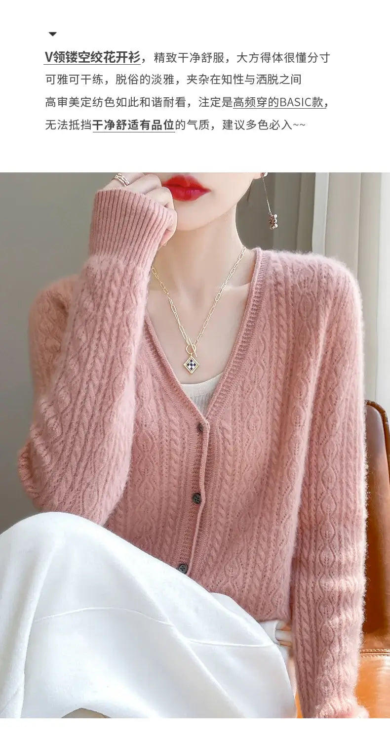 Women Merino Wool Cashmere Cardigan