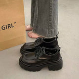 Women Platform Loafers – 2025 Autumn Lace-Up Flats