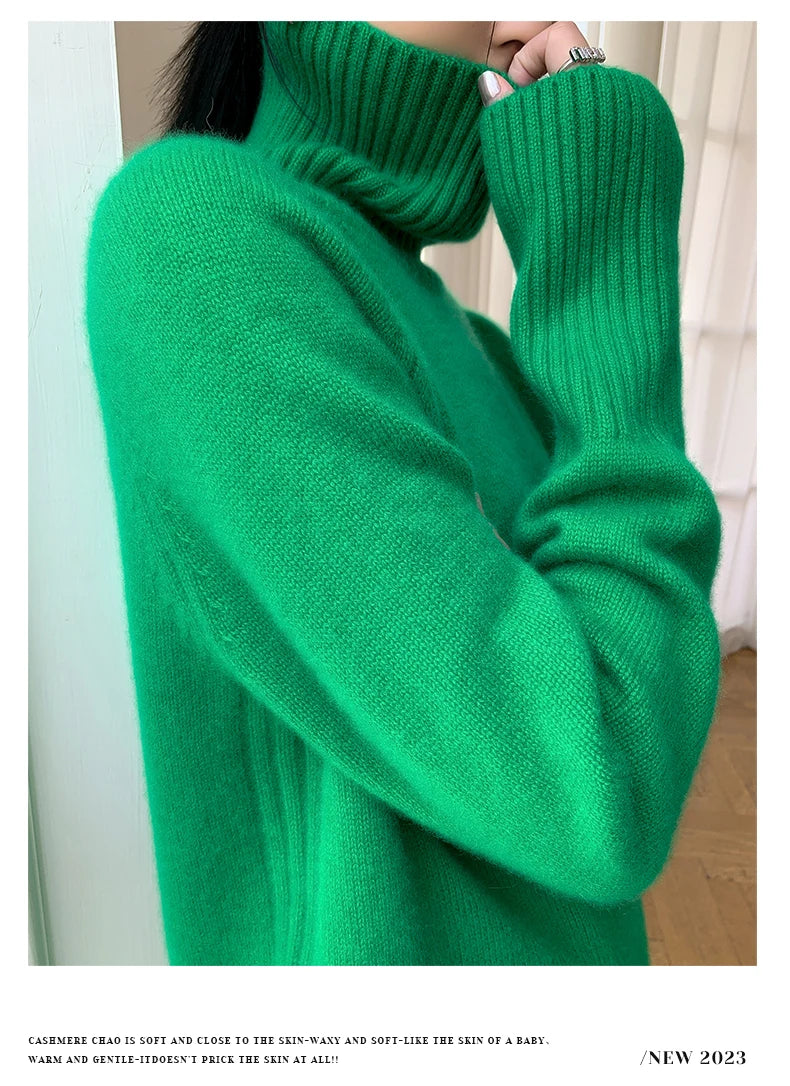 Women's Loose Turtleneck Cashmere Sweater
