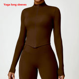 Women's Zip Long Sleeve Yoga Jacket – Gym Push-Up Sportswear Top